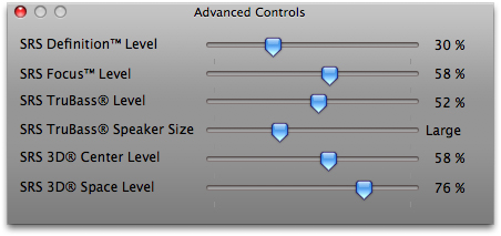 Screenshot：SRS iWOW Advanced Controls